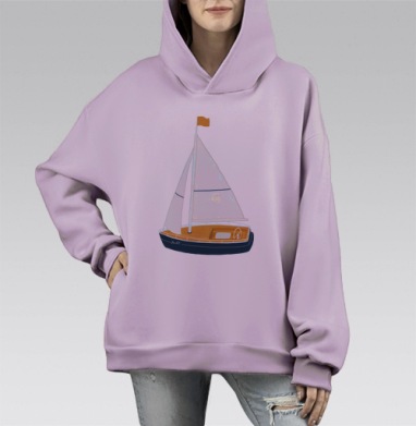 Yacht (Живая Азбука), Hoodie Mono Fiolet, оверсайз, утепленная