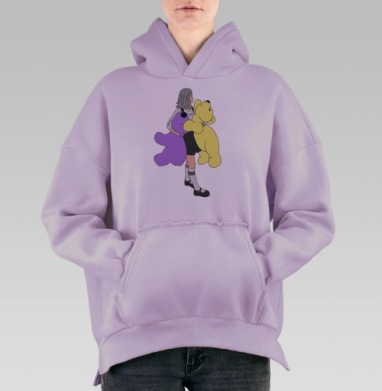 Японская школьница, Hoodie Oversize Fiolet, утепленная
