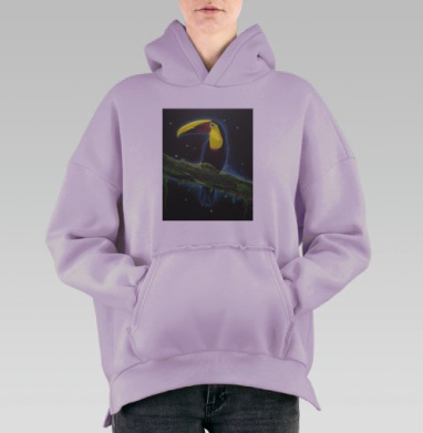 Яркая птичка, Hoodie Oversize Fiolet, утепленная