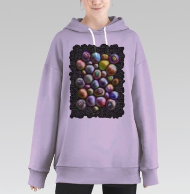 Яркие камни с разноцветными жуками, Hoodie Long Oversize Fiolet