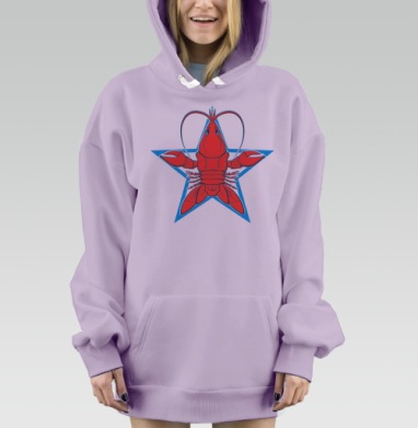Яркий красный рак на голубой звезде, Hoodie Mjhigh Dig Mel, Fiolet, утепленная