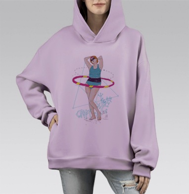 Яркий купальник с топом и плавками, спорт и стиль, Hoodie Mono Fiolet, оверсайз, утепленная