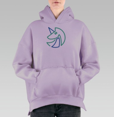 Yoo сине-зеленый неон, Hoodie Oversize Fiolet, утепленная