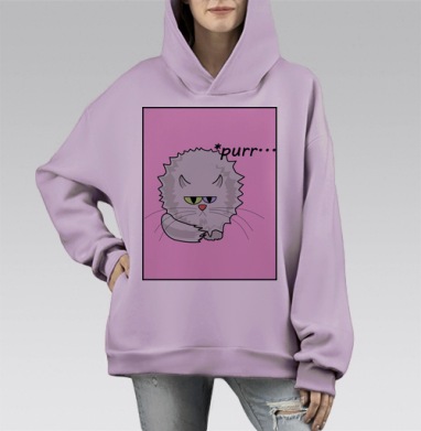 Задумчивый кот, Hoodie Mono Fiolet, оверсайз, утепленная