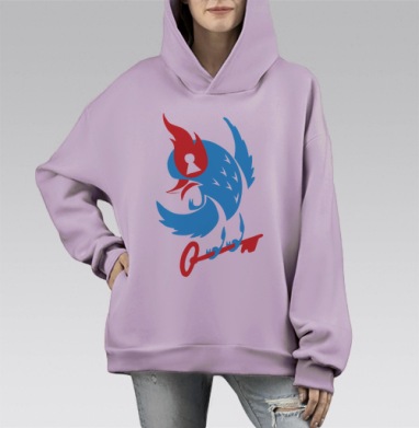Загадочная птица, Hoodie Mono Fiolet, оверсайз, утепленная