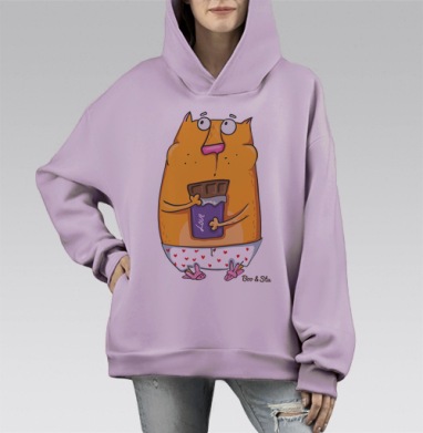 Запей коньяком, Hoodie Mono Fiolet, оверсайз, утепленная