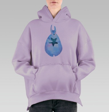 Заяц со звездочкой, Hoodie Oversize Fiolet, утепленная