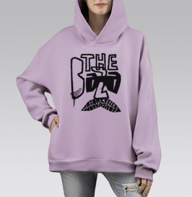 Зе База 1, Hoodie Mono Fiolet, оверсайз, утепленная