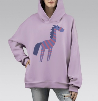 Зебра, Hoodie Mono Fiolet, оверсайз, утепленная