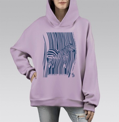Зебра Стиль, Hoodie Mono Fiolet, оверсайз, утепленная