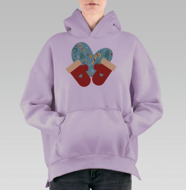 Зимнее сердце, Hoodie Oversize Fiolet, утепленная