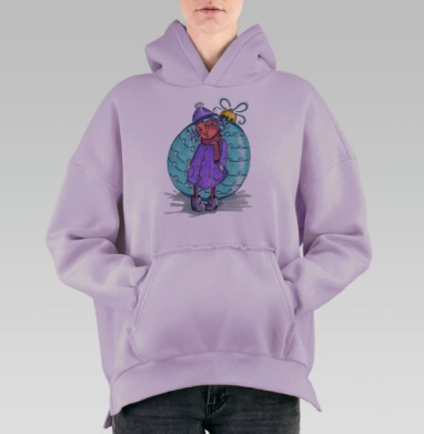 Зимняя девочка, Hoodie Oversize Fiolet, утепленная