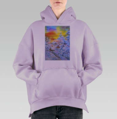 Зимняя сказка, Hoodie Oversize Fiolet, утепленная