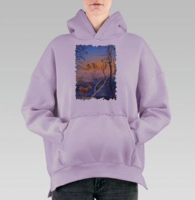 Зимняя тайна, Hoodie Oversize Fiolet, утепленная
