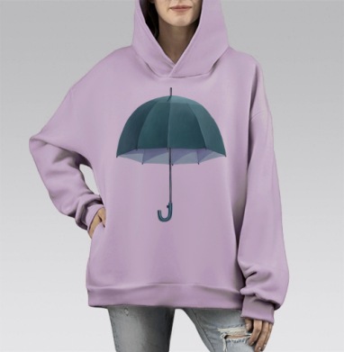 Зонтик (Живая Азбука), Hoodie Mono Fiolet, оверсайз, утепленная