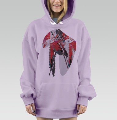 60099 / Абстрактная сюрреалистичная маска, Hoodie Mjhigh Dig Mel, Fiolet, утепленная