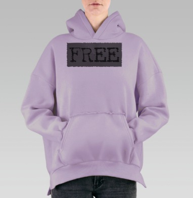 Абстрактное графическое изображение FREE в стиле оп-арт, Hoodie Oversize Fiolet, утепленная