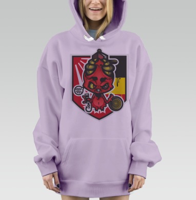 Агрессивный красный чертёнок — символ уличной культуры, Hoodie Mjhigh Dig Mel, Fiolet, утепленная