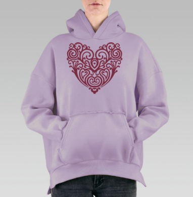 Ажурное сердце, Hoodie Oversize Fiolet, утепленная