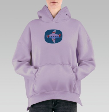 Airplane (Живая Азбука), Hoodie Oversize Fiolet, утепленная