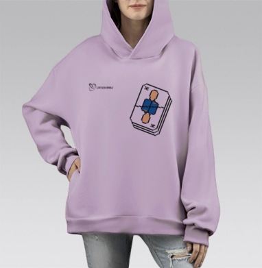 Анимированная цифровая иллюзия двойственности карточная колода LiveJournal, Hoodie Mono Fiolet, оверсайз, утепленная