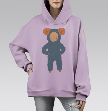 Aries  / Овен, Hoodie Mono Fiolet, оверсайз, утепленная