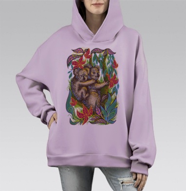 Австралия, Hoodie Mono Fiolet, оверсайз, утепленная