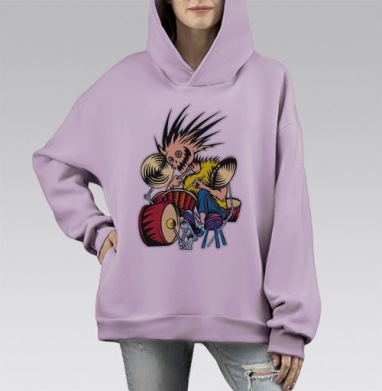 Барабанщик, Hoodie Mono Fiolet, оверсайз, утепленная