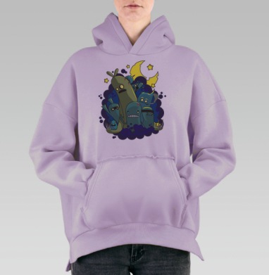 Биомеханический Торс – Человеческая Машина с Деталями, Hoodie Oversize Fiolet, утепленная
