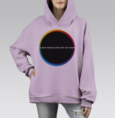 Black holes are out of sight / Чёрные дыры невидимы, Hoodie Mono Fiolet, оверсайз, утепленная