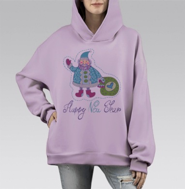 C новым годом!, Hoodie Mono Fiolet, оверсайз, утепленная