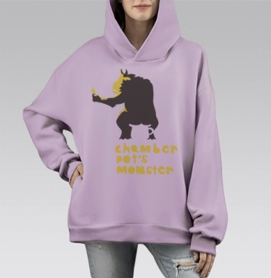 chamber pots monster / Горшок-монстр, Hoodie Mono Fiolet, оверсайз, утепленная