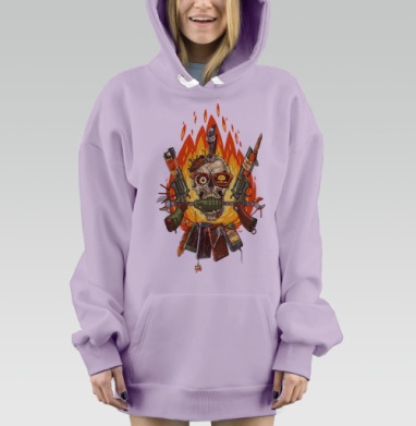 Череп, Hoodie Mjhigh Dig Mel, Fiolet, утепленная