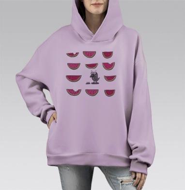 Чик чирик, Hoodie Mono Fiolet, оверсайз, утепленная