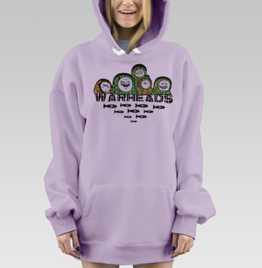 Цифровая агрессия матрешки боеголовки на бомбах, Hoodie Mjhigh Dig Mel, Fiolet, утепленная