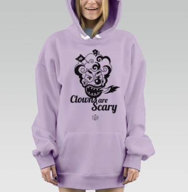 Clowns are Scary / Страшные клоуны, Hoodie Mjhigh Dig Mel, Fiolet, утепленная