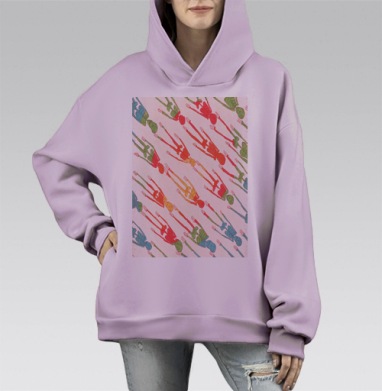 Coloured skeletons / Цветные скелеты, Hoodie Mono Fiolet, оверсайз, утепленная