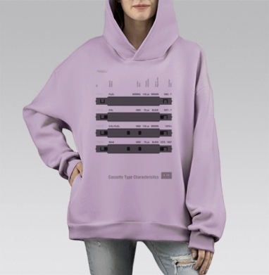 Compact Cassette Компакт кассета типы и характеристики магнитных лент, Hoodie Mono Fiolet, оверсайз, утепленная