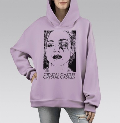 Crystal_castles_Black_Eye, Hoodie Mono Fiolet, оверсайз, утепленная