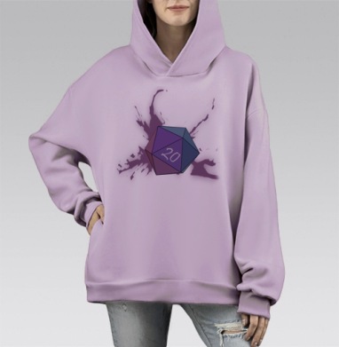 D20 / Двадцатигранник, Hoodie Mono Fiolet, оверсайз, утепленная