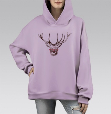 Dear deer / Милый олень, Hoodie Mono Fiolet, оверсайз, утепленная