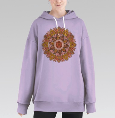 Декоративная мандала в орнаментальном стиле, Hoodie Long Oversize Fiolet