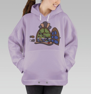 Декоративное окно с птицей и ягодами, арт, Hoodie Oversize Fiolet