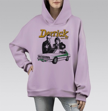 Деррик и полиция культовый ретро боевик с 1974 года, Hoodie Mono Fiolet, оверсайз, утепленная