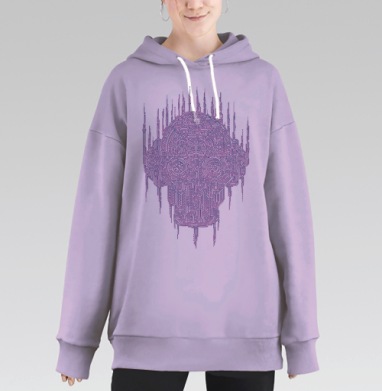 Digiskull / Цифровой череп, Hoodie Long Oversize Fiolet