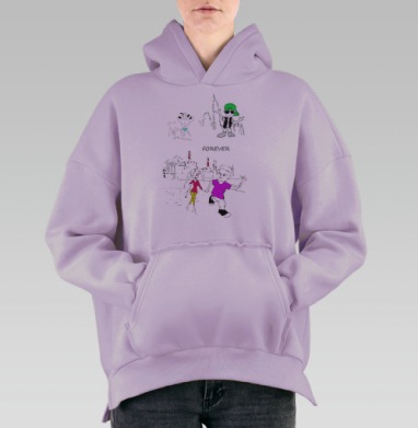 Динамичная городская дружба навсегда, Hoodie Oversize Fiolet, утепленная