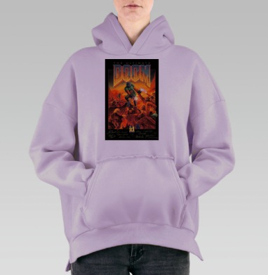 Doom Cover, Hoodie Oversize Fiolet, утепленная