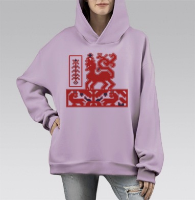 Дракон и волшебное растение, Hoodie Mono Fiolet, оверсайз, утепленная