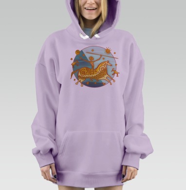 Древний всадник и охота в огненных тонах, Hoodie Mjhigh Dig Mel, Fiolet, утепленная