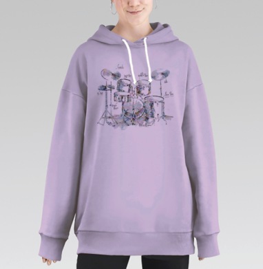 Drums / Барабаны, Hoodie Long Oversize Fiolet